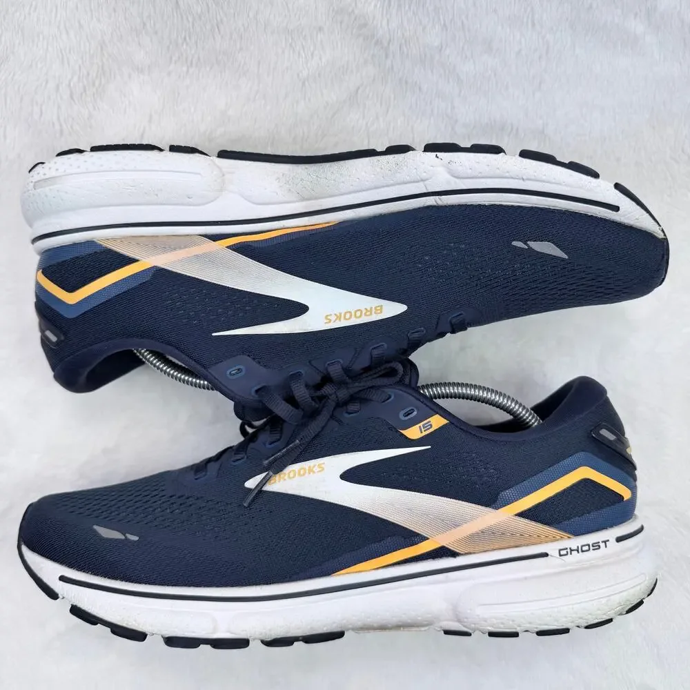 Brooks Ghost 15 Mens Running Shoes Peacoat Blue Orange Size 13 Narrow
